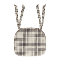 Linen & Black Plaid Cotton Chair Pad - 15.5x17 Cushioned Seat Cushion - VHC Brands