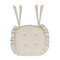 Simple Life Flax Natural Cotton Blend Chair Pad - 15.5x17 Cushioned Seat Cushion - VHC Brands