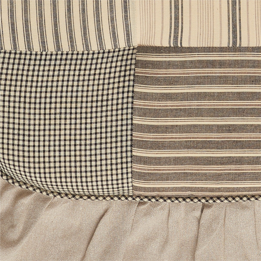 Sawyer Mill Charcoal Patchwork Cotton Chair Pad - 15.5x17 Cushioned Seat Cushion - VHC Brands