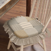 Sawyer Mill Charcoal Patchwork Cotton Chair Pad - 15.5x17 Cushioned Seat Cushion - VHC Brands