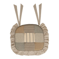 Sawyer Mill Charcoal Patchwork Cotton Chair Pad - 15.5x17 Cushioned Seat Cushion - VHC Brands