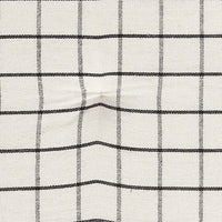 Black White Ivory Windowpane Check Woven Chair Pad - 15.5x17 Rustic Farmhouse Seat Cushion with Ties