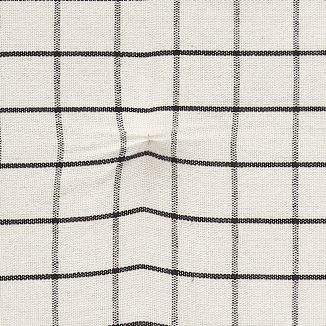 Black White Ivory Windowpane Check Woven Chair Pad - 15.5x17 Rustic Farmhouse Seat Cushion with Ties