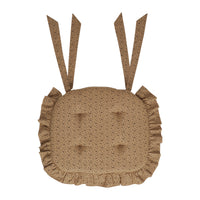 Maisie Tan & Black Ditzy Floral Cotton Chair Pad - 15.5x17 Cushioned Seat Cushion - VHC Brands