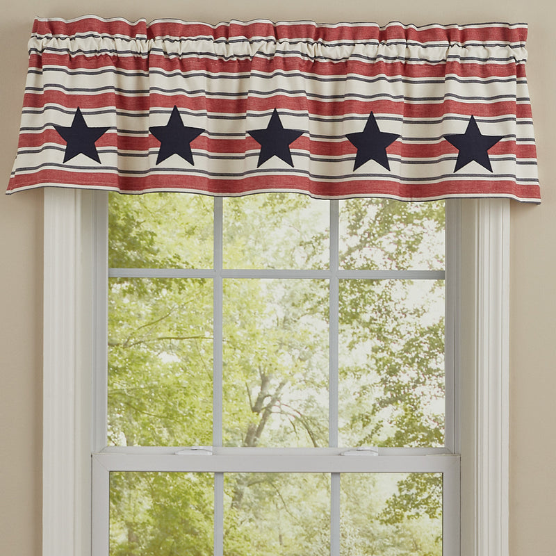 STARS AND STRIPES PATCH LINED VALANCE 60" x 14"