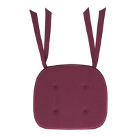 Cranberry Red Solid Chair Pad with Ties - 15.5x17 Farmhouse Cottage Stuffed Seat Cushion