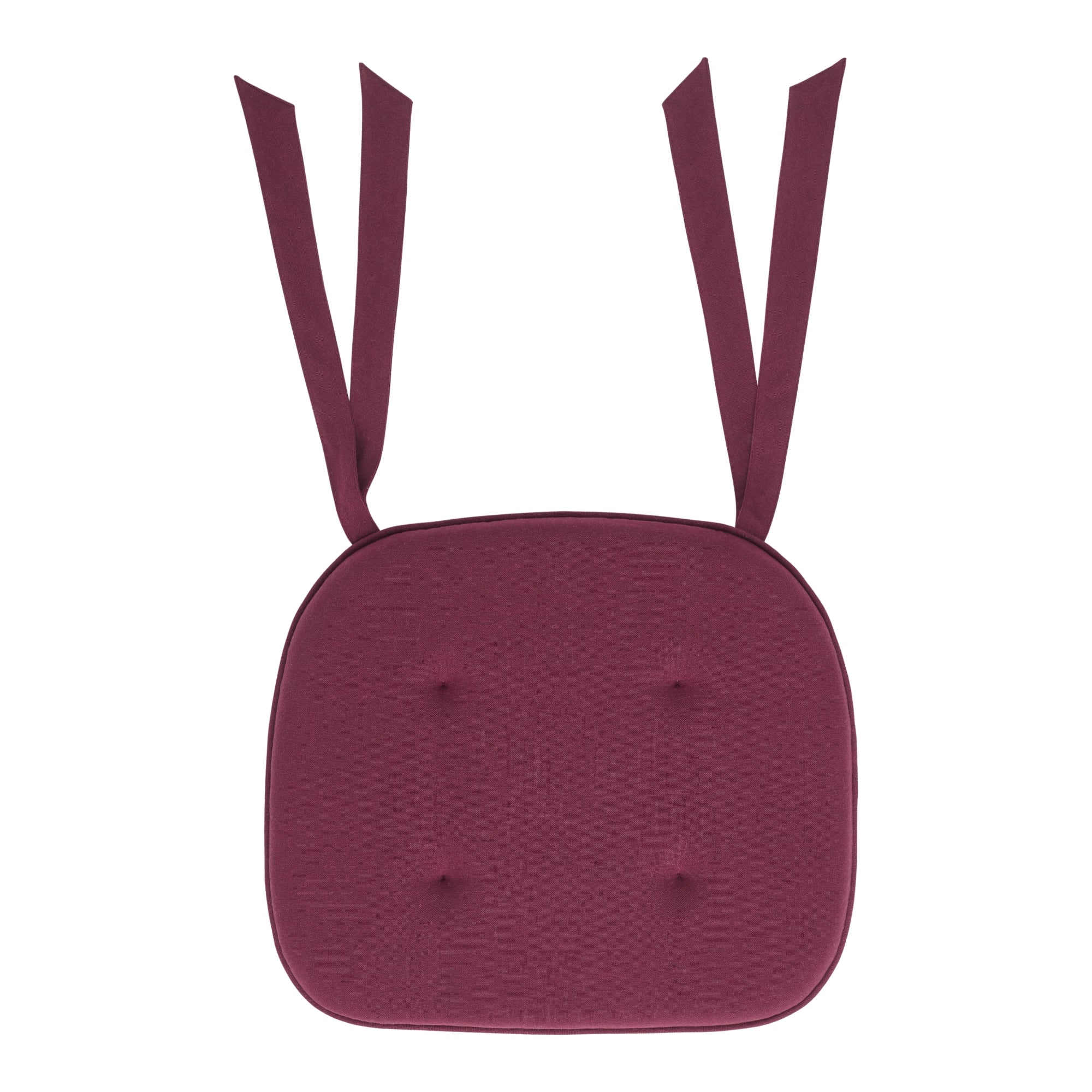 Cranberry Red Solid Chair Pad with Ties - 15.5x17 Farmhouse Cottage Stuffed Seat Cushion