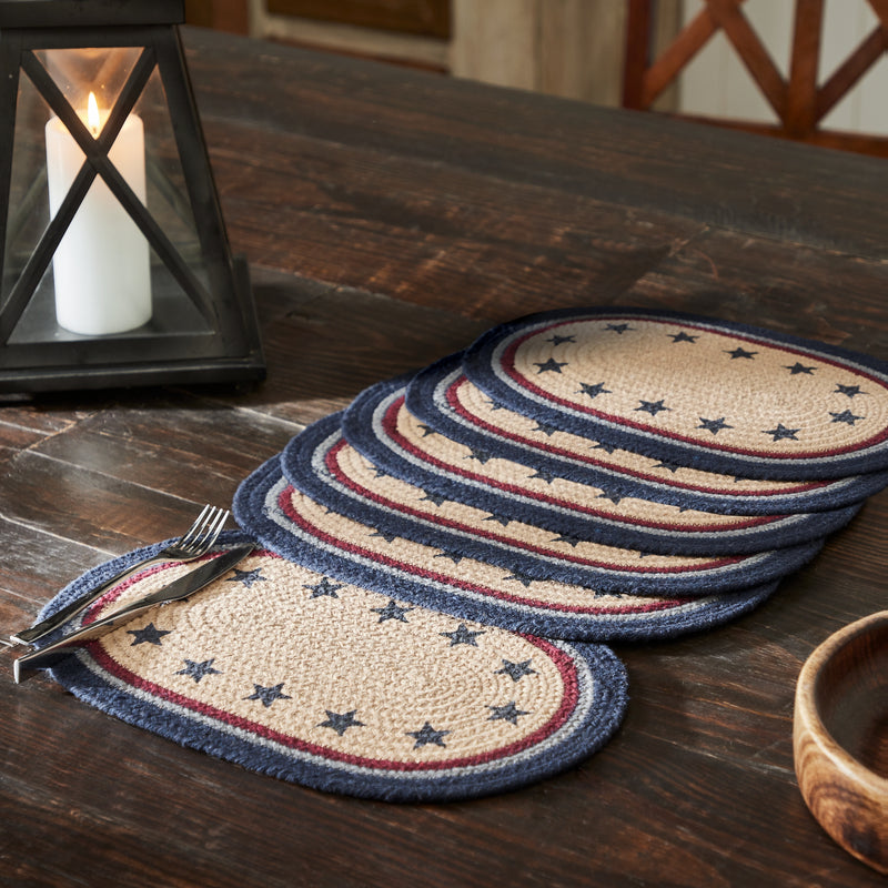 My Country Oval Placemat Stencil Stars Set of 6 10x15