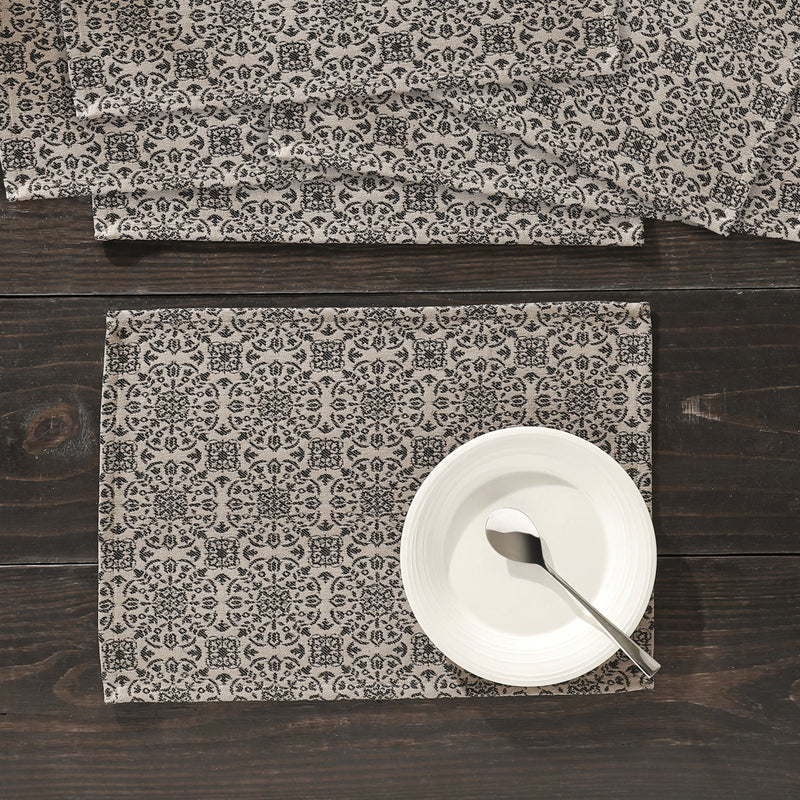 Custom House Black Tan Jacquard Placemat Set of 6 13x19