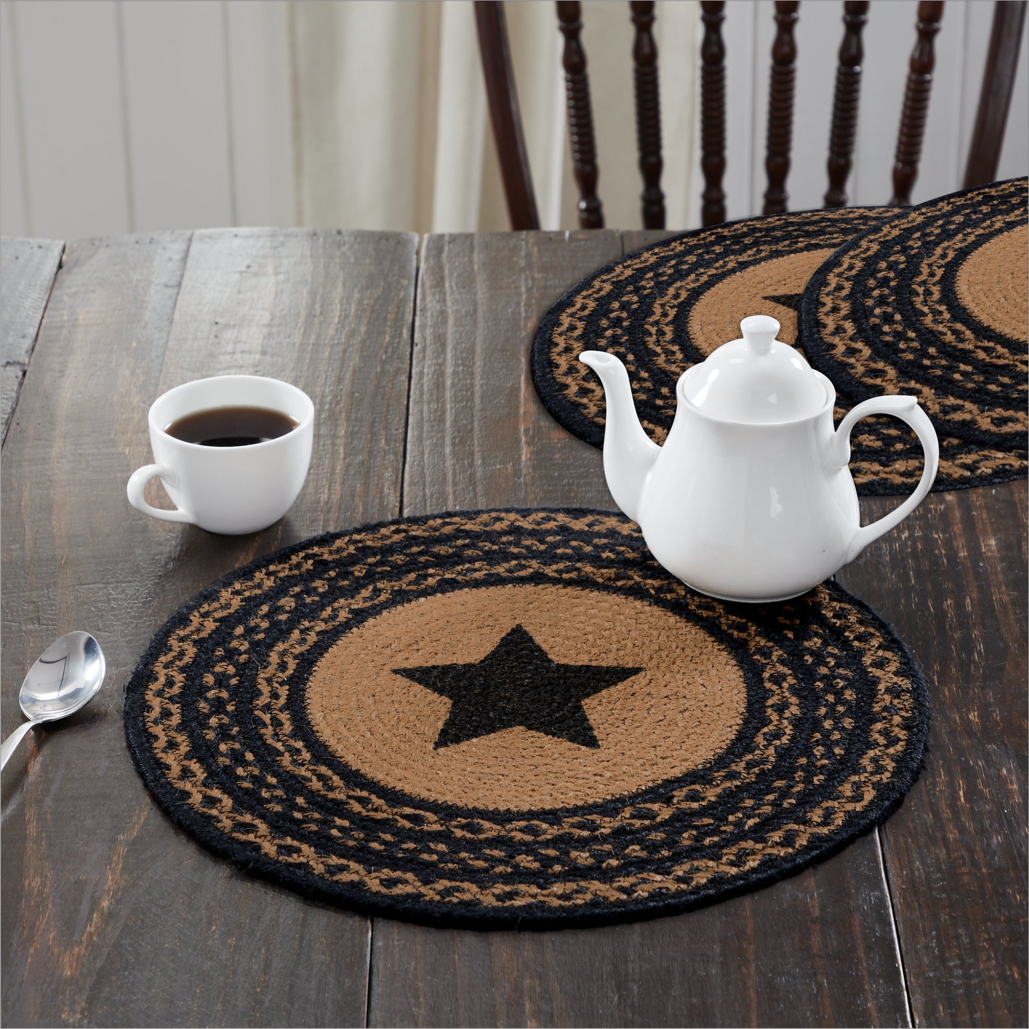 Farmhouse Jute Trivet Stencil Star 15 inch Diameter Set of 3