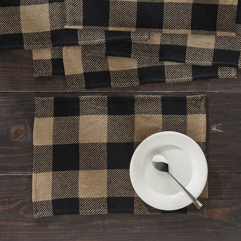 Black Check Placemat Set of 6 13x19