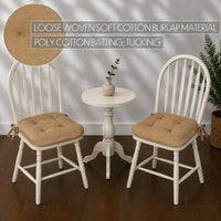 Natural Cotton Burlap Chair Pad Set of 2 15x15