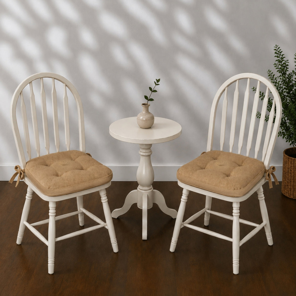 Natural Cotton Burlap Chair Pad Set of 2 15x15
