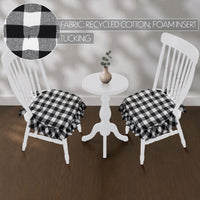 Annie Black White Buffalo Check Chair Pad Set of 2 15.5x17