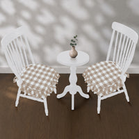 Annie Portabella Tan Buff Check Chair Pad Set of 2 15.5x17
