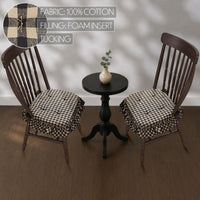 Black & Tan Check Ruffled Chair Pad Set of 2 15.5x17