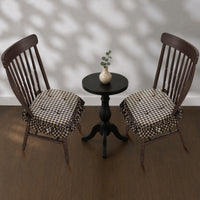 Black & Tan Check Ruffled Chair Pad Set of 2 15.5x17