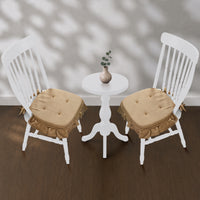 Natural Cotton Burlap Ruffled Chair Pad Set of 2 15.5x17