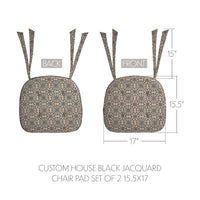 Custom House Black Jacquard Chair Pad Set of 2 15.5x17