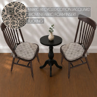 Custom House Black Jacquard Chair Pad Set of 2 15.5x17