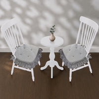 Sawyer Mill Black White Ruffle Chair Pad Set of 2 15.5x17