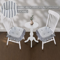 Sawyer Mill Blue Ruffled Stripe Chair Pad Set of 2 15.5x17