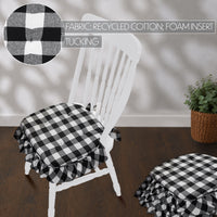 Annie Black White Buffalo Check Chair Pad Set of 4 15.5x17