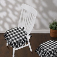 Annie Black White Buffalo Check Chair Pad Set of 4 15.5x17