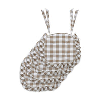 Annie Portabella Tan Buff Check Chair Pad Set of 4 15.5x17