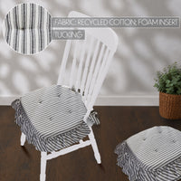 Sawyer Mill Black White Ruffle Chair Pad Set of 4 15.5x17