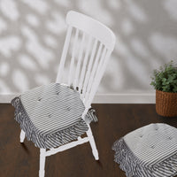 Sawyer Mill Black White Ruffle Chair Pad Set of 4 15.5x17