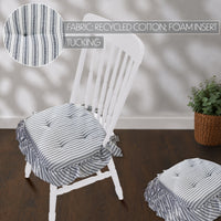 Sawyer Mill Blue Ruffled Stripe Chair Pad Set of 4 15.5x17