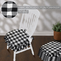Annie Black White Buffalo Check Chair Pad Set of 6 15.5x17