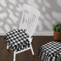 Annie Black White Buffalo Check Chair Pad Set of 6 15.5x17