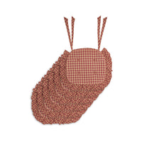 Burgundy & Tan Check Ruffled Chair Pad Set of 6 15.5x17
