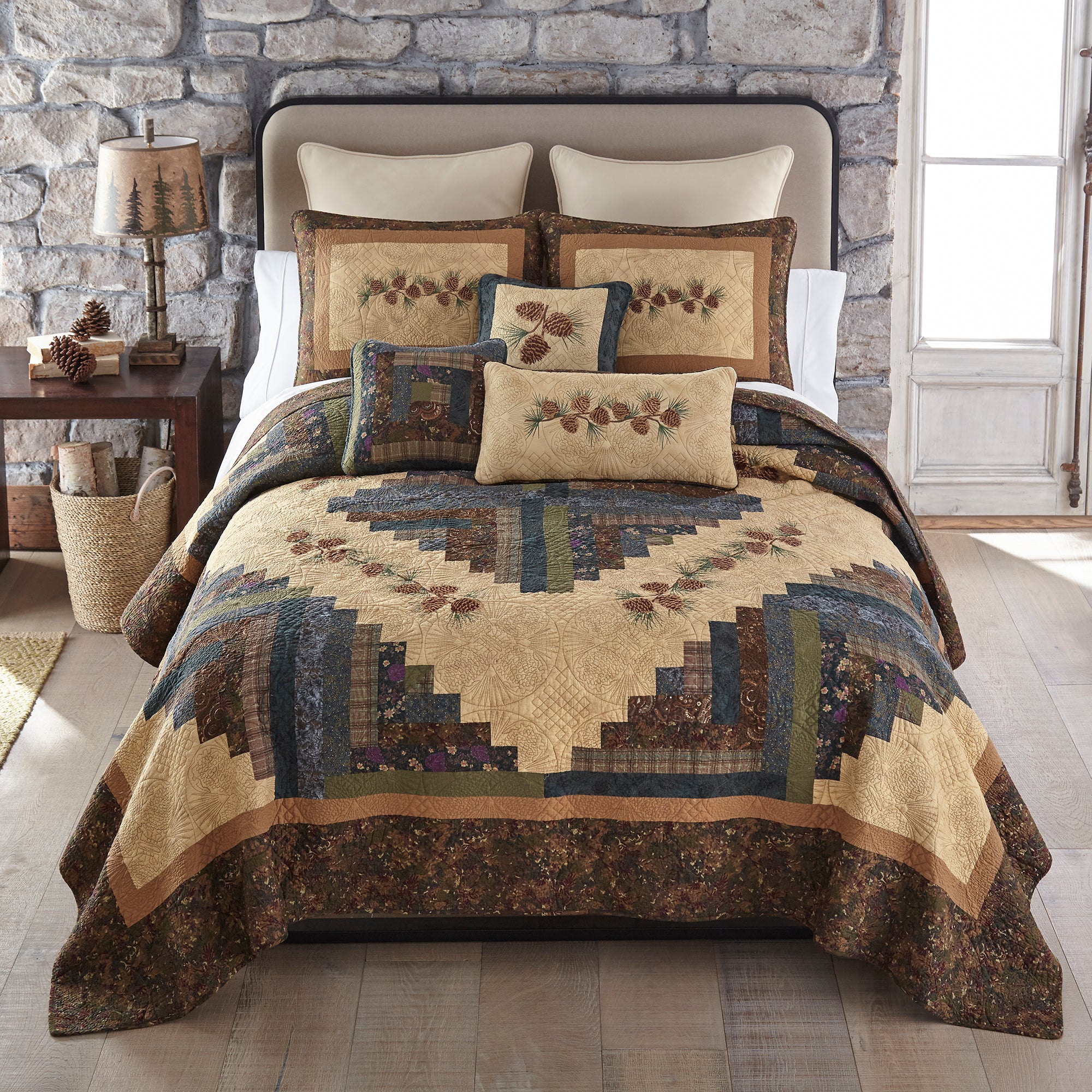 Cabin Raising Pine Cone Quilted Collection