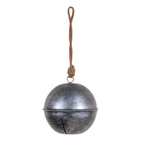 Rustic Hanging 6-Inch Dia Jingle Bell in Antique Silver