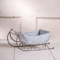 13-Inch Tin Sleigh in Rustic White Wash