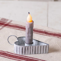 Medium Heart Taper Candle Holders with Handle in White Wash - Set of 6