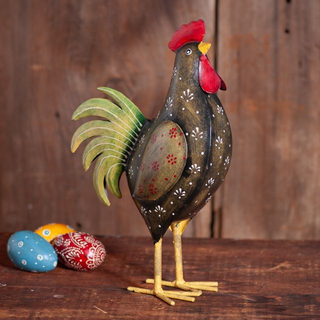 Fancy Hand Painted Iron Rooster