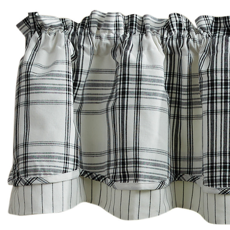 ONYX AND IVORY LINED LAYERED VALANCE 72X16