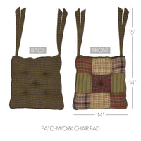 Tea Cabin Patchwork Lodge Country Rustic Plaid Chair Pad 14x14 - VHC Brands