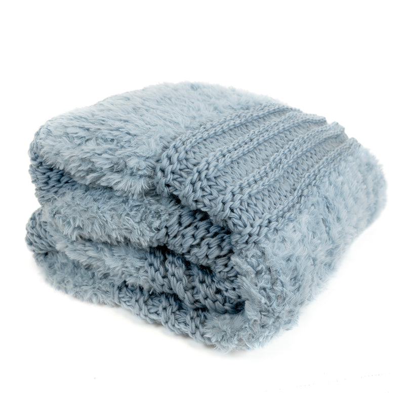 Plush Knit Throw ~ Dusty Blue
