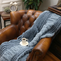 Plush Knit Throw ~ Dusty Blue