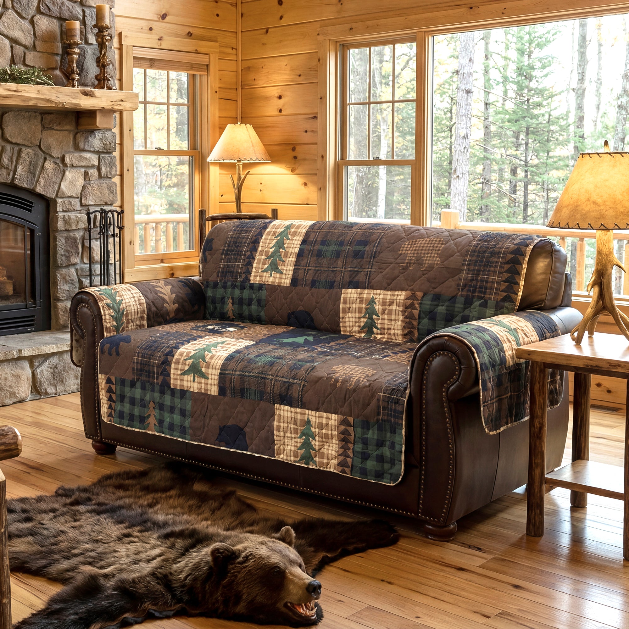 Brown Bear Cabin Chair & Sofa Covers