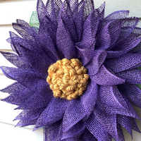 Purple Poly Burlap Flower Wreath