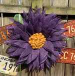 Purple Poly Burlap Flower Wreath