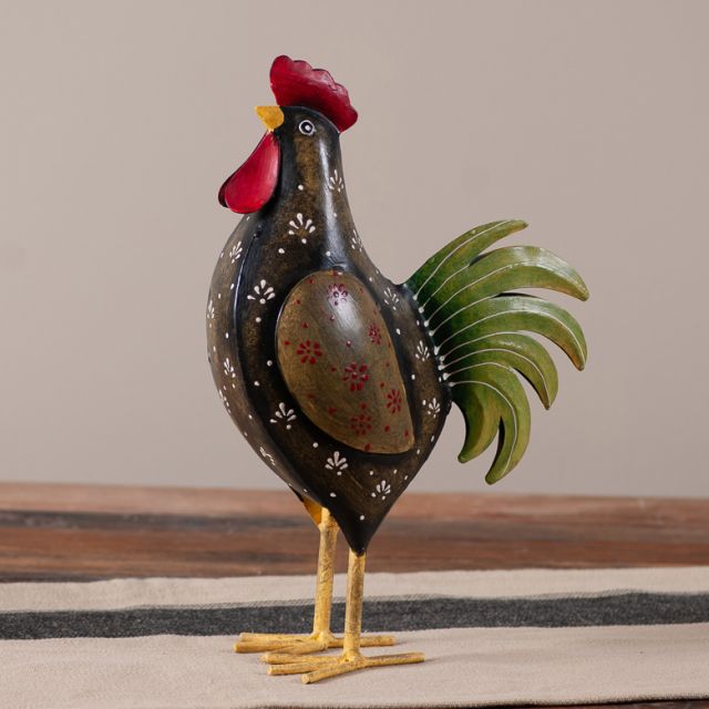 Fancy Hand Painted Iron Rooster