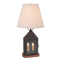 Harbor Lamp in Textured Black with Linen Empire Shade