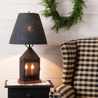 Harbor Lamp in Textured Black with Metal Empire Shade